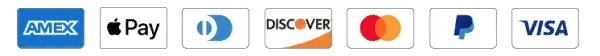 Accepted payment methods: American Express, Apple Pay, Diners Club, Discover, Mastercard, PayPal and Visa
